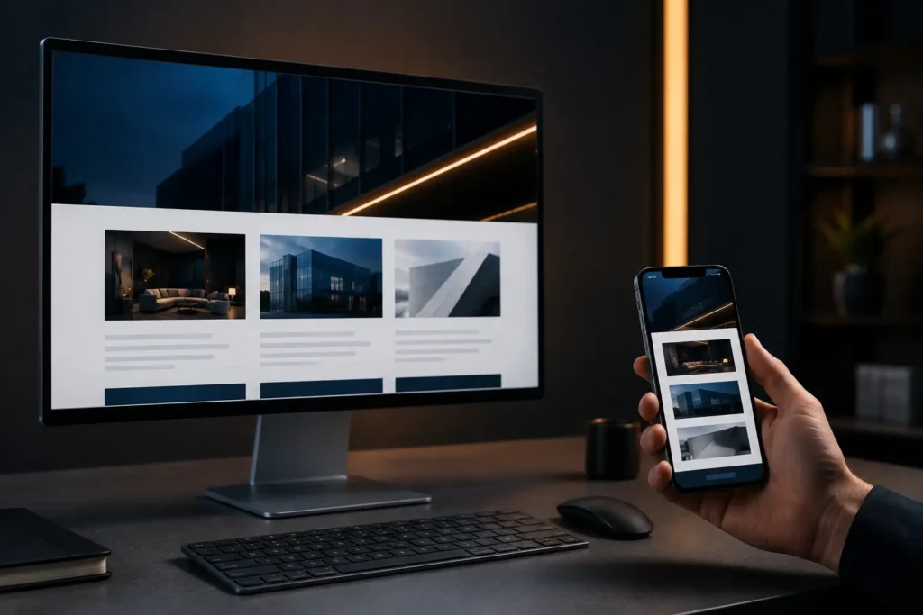 Website looks different on mobile devices across desktop and smartphone screens.