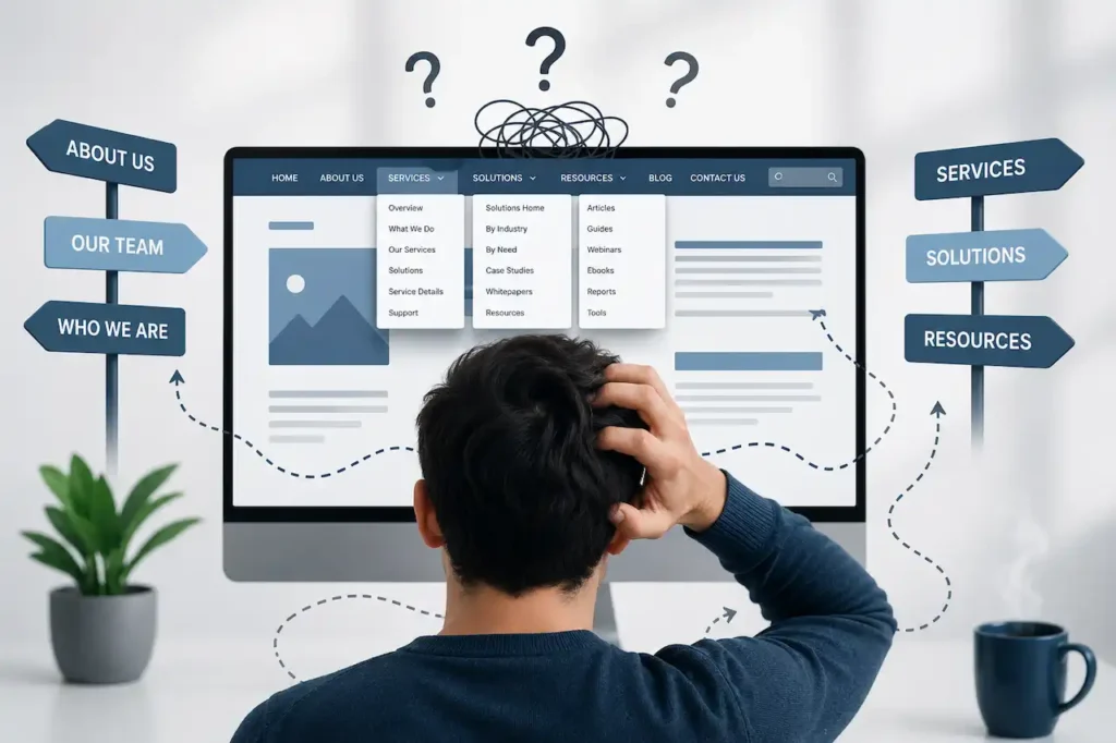 Website navigation confusing making it difficult for customers to find information