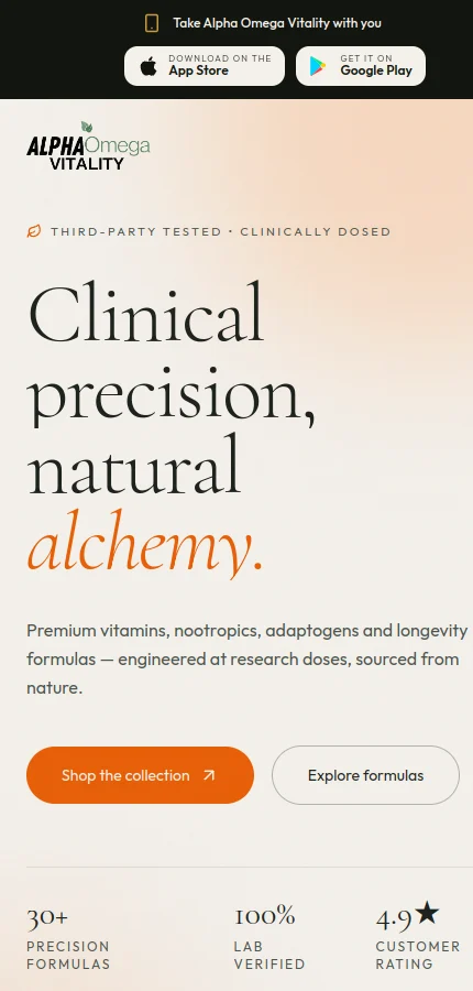 Alpha Omega Vitality mobile website screenshot