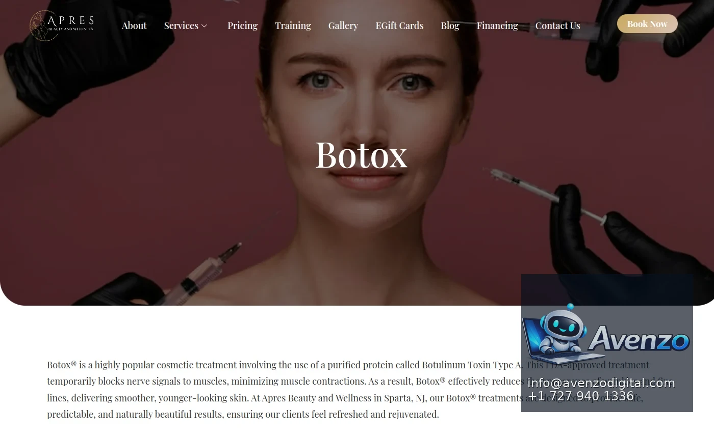 Après Beauty and Wellness additional website view