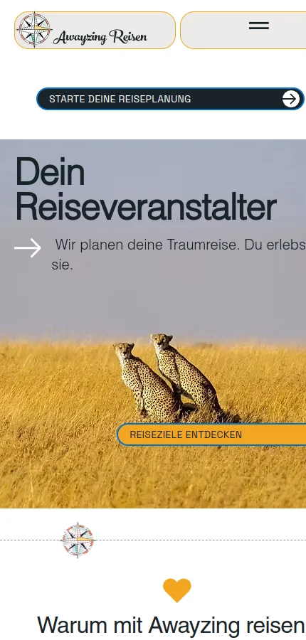 Awayzing Reisen mobile website screenshot