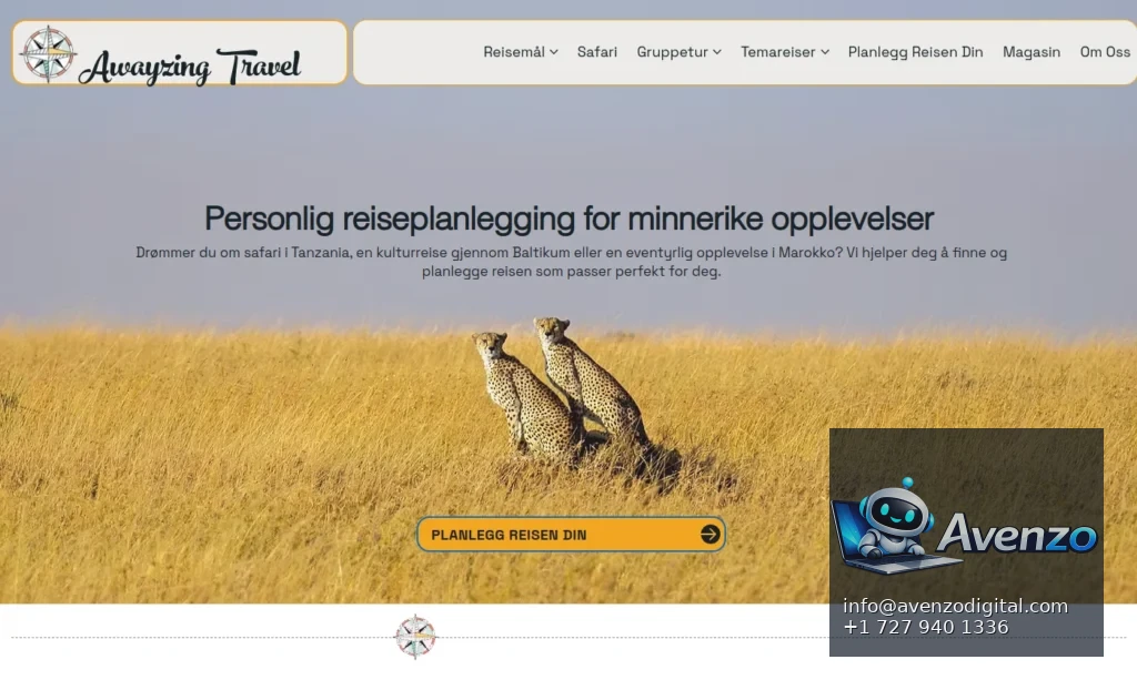 Awayzing Travel — Website Development Case Study Homepage website screenshot