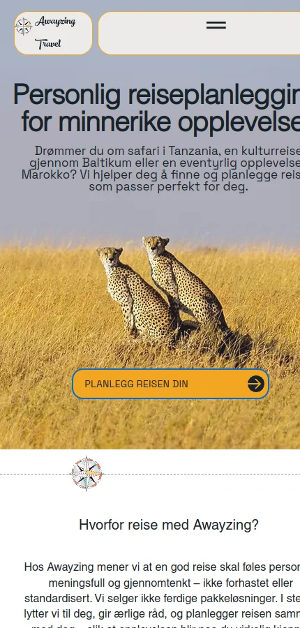 Awayzing Travel mobile website screenshot