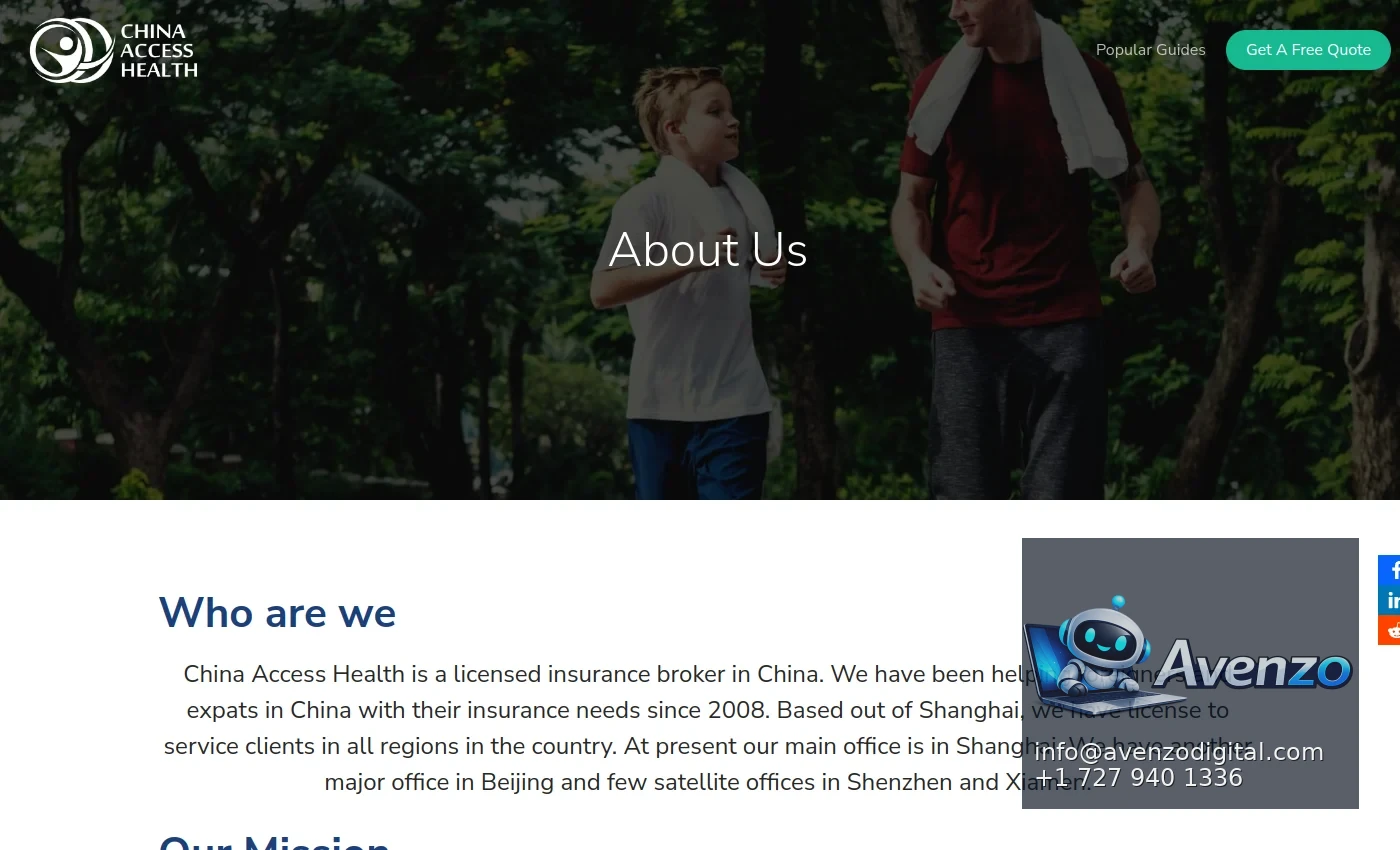 China Access Health secondary website screenshot