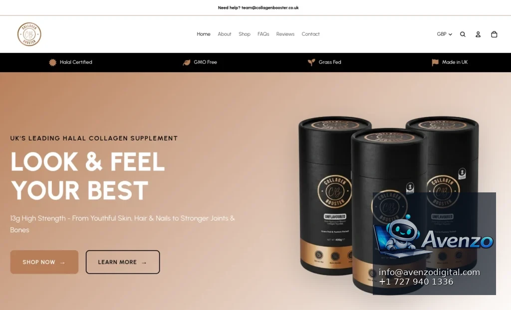 Collagen Booster UK — E-commerce Website Case Study Homepage website screenshot