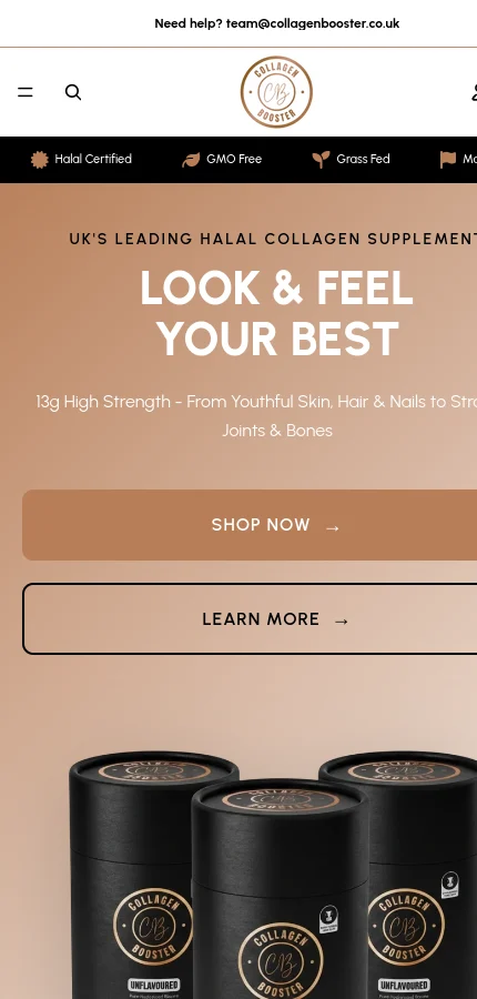 Collagen Booster UK mobile website screenshot