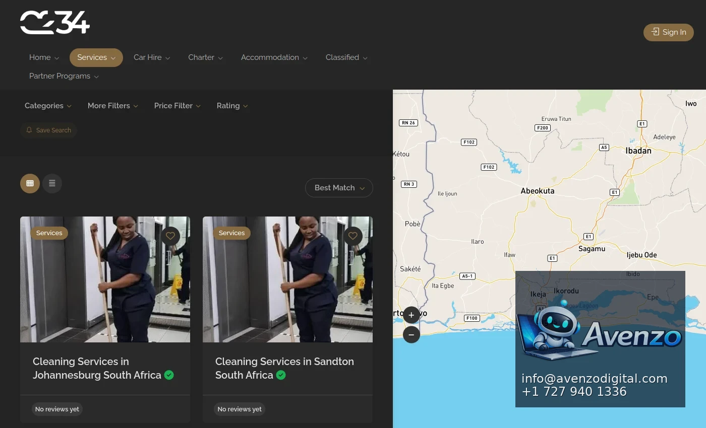 Concierge 234 secondary website screenshot