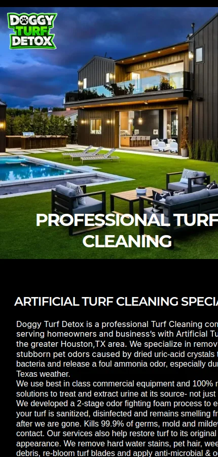 Doggy Turf Detox mobile website screenshot