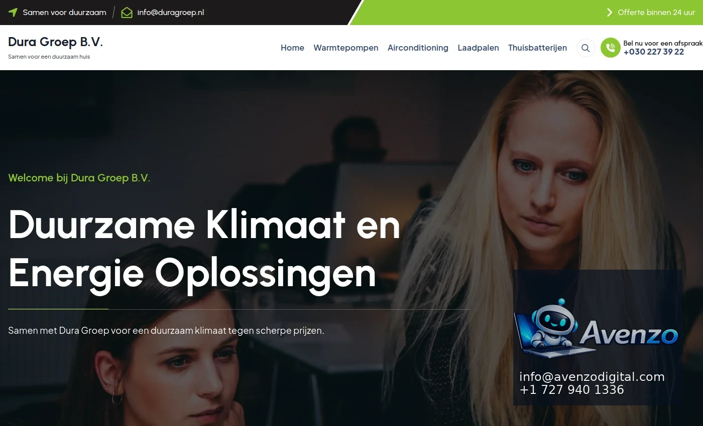 Dura Groep Air Conditioning secondary website screenshot