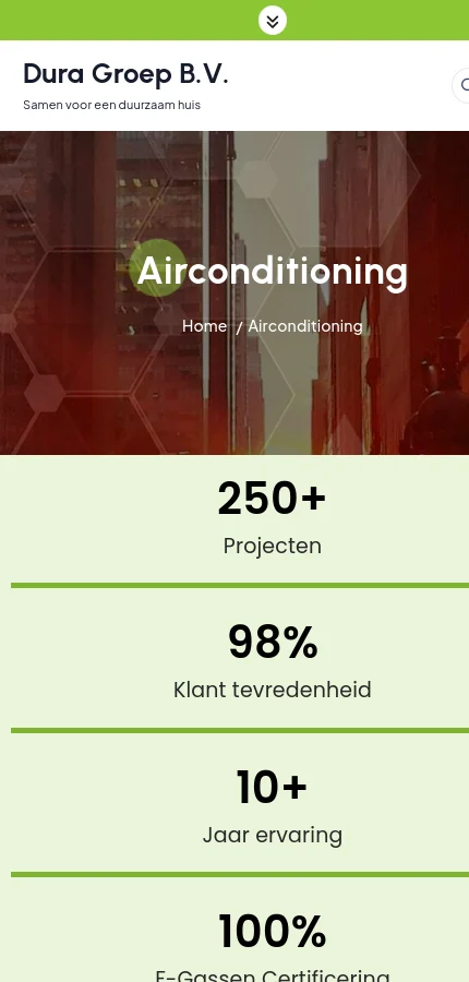 Dura Groep Air Conditioning mobile website screenshot
