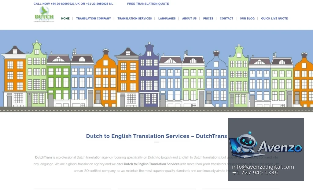 DutchTrans — Website Development Case Study Homepage website screenshot