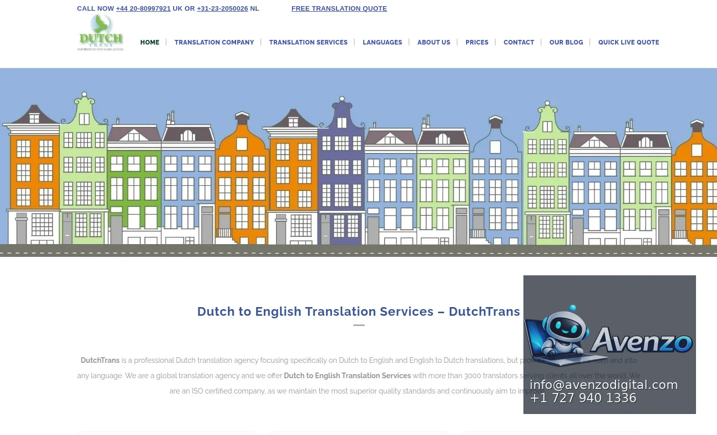 DutchTrans — Website Development Case Study Homepage website screenshot