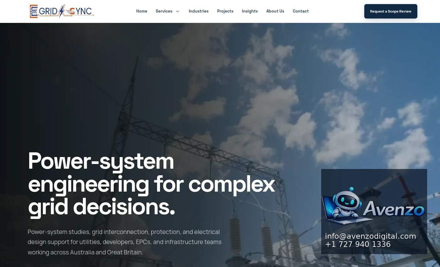 eGridSync — Website Design & Development Case Study Homepage website screenshot