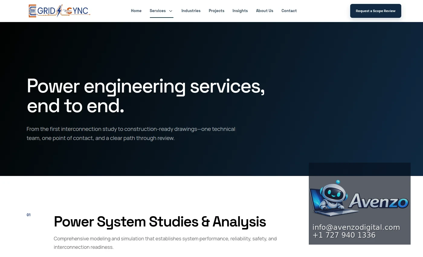 eGridSync secondary website screenshot