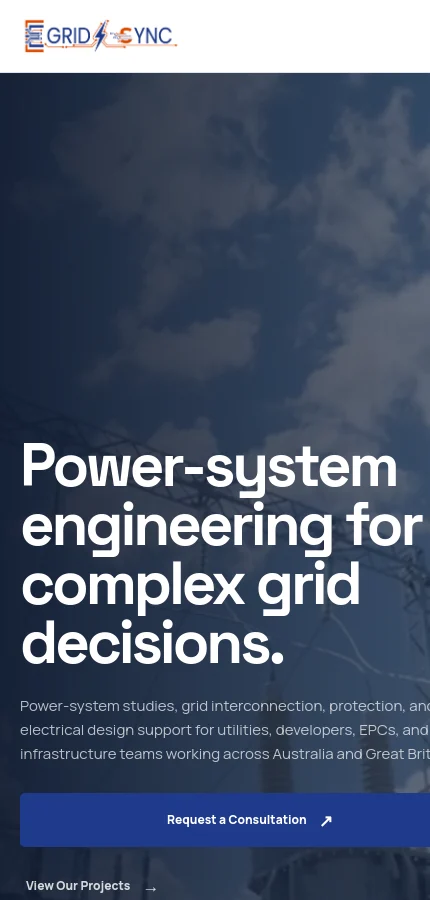 eGridSync mobile website screenshot