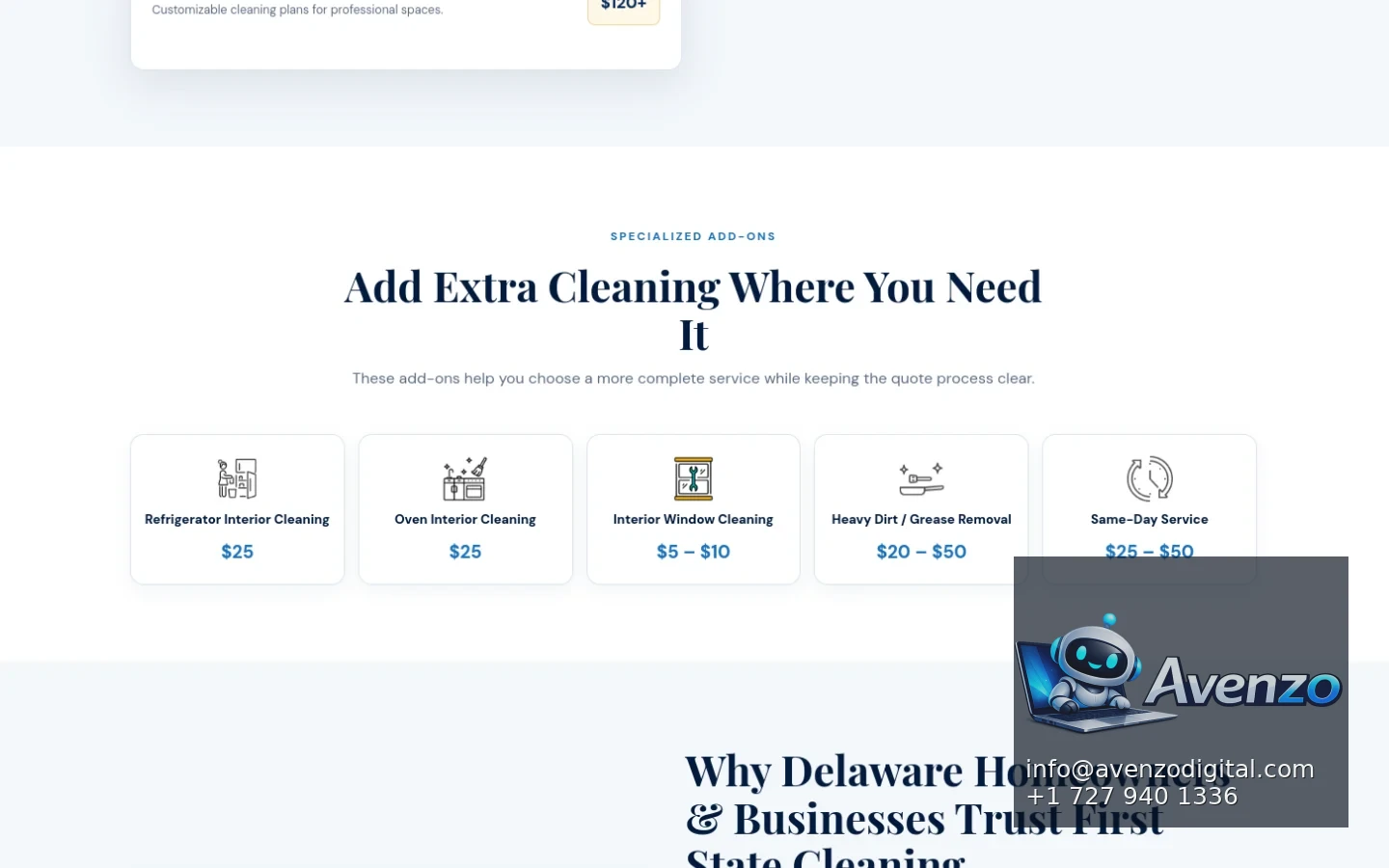 First State Cleaning Company additional website view