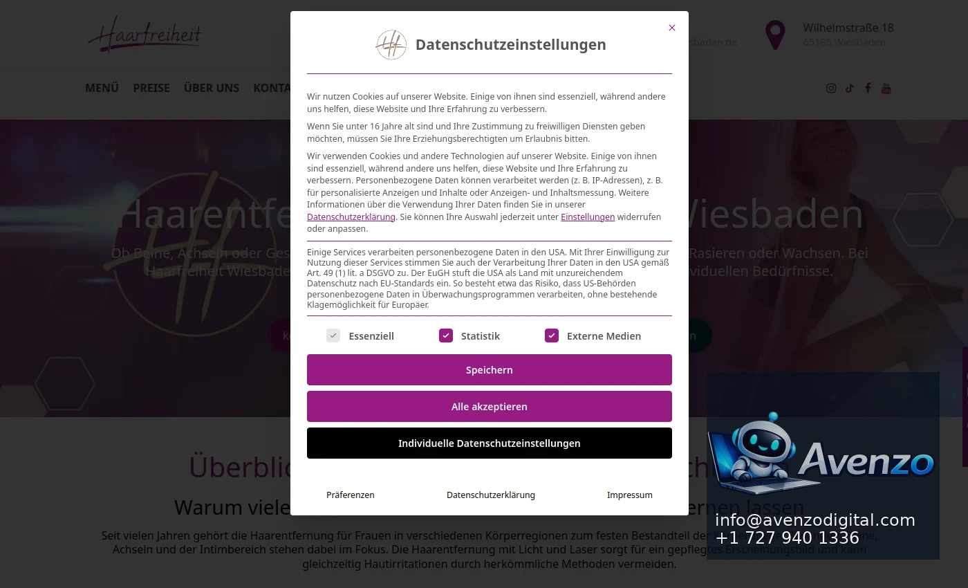 Haarfreiheit Wiesbaden secondary website screenshot
