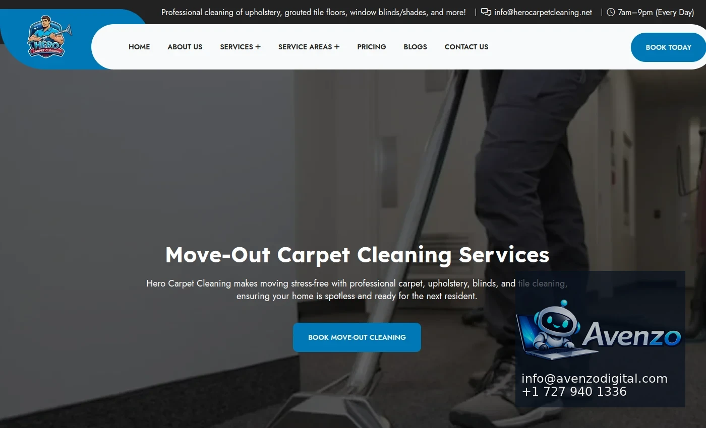 Hero Carpet Cleaning secondary website screenshot