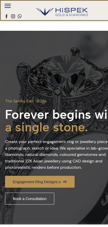 HiSpek Diamonds mobile website screenshot