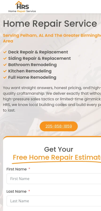 Home Repair Service Birmingham mobile website screenshot