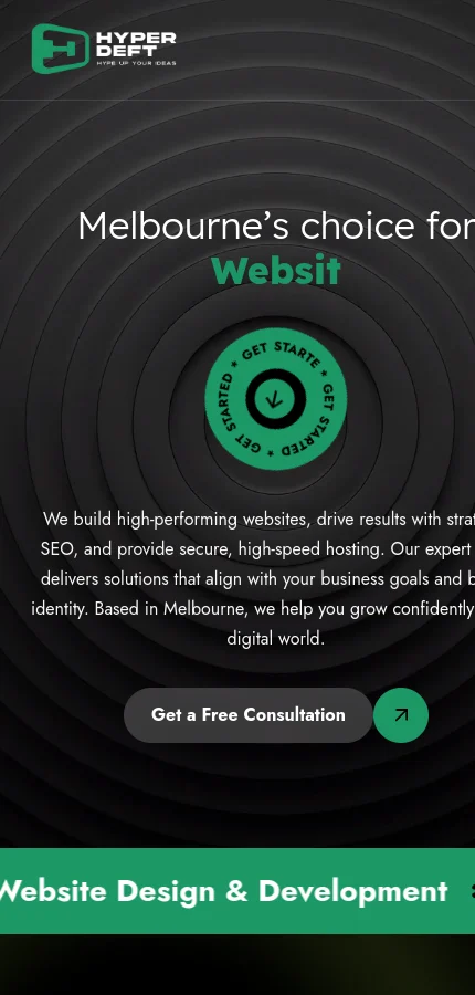 Hyperdeft Digital Agency mobile website screenshot