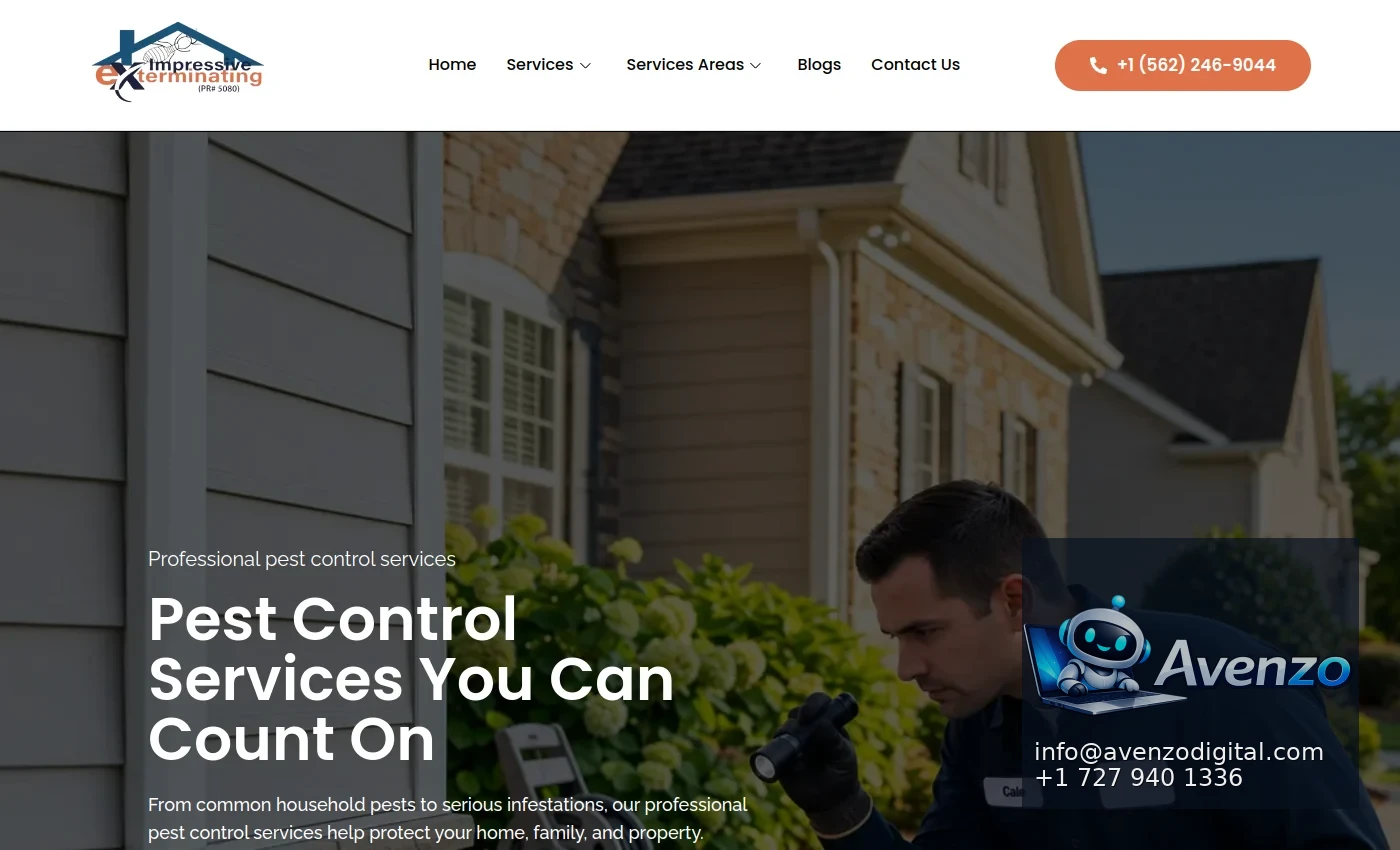Impressive Exterminating Pest Control secondary website screenshot