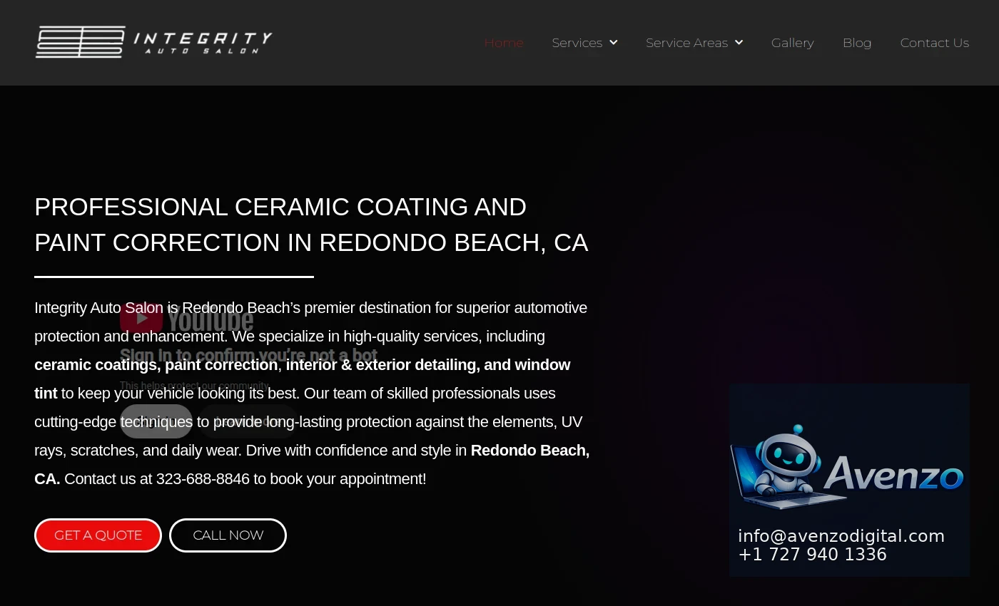 Integrity Auto — Website Development Case Study Homepage website screenshot