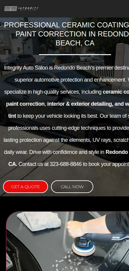 Integrity Auto mobile website screenshot
