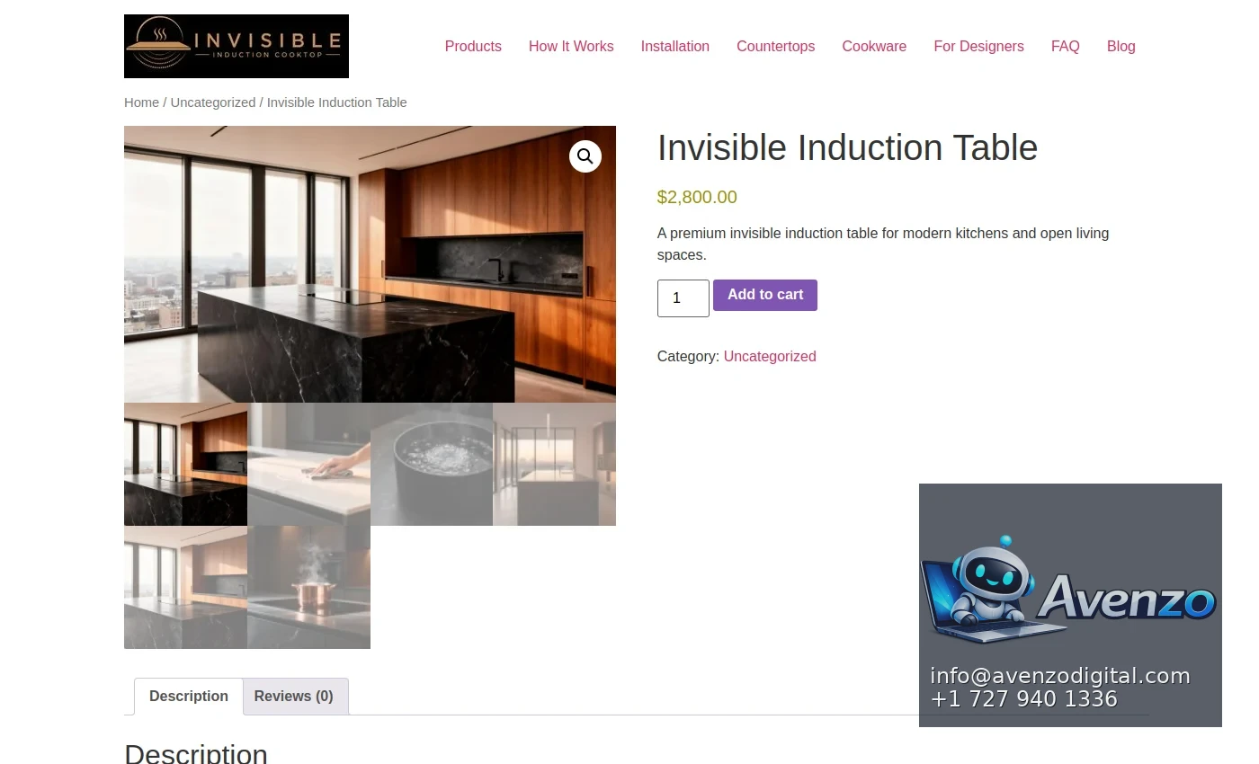 Invisible Induction Cooktop additional website view