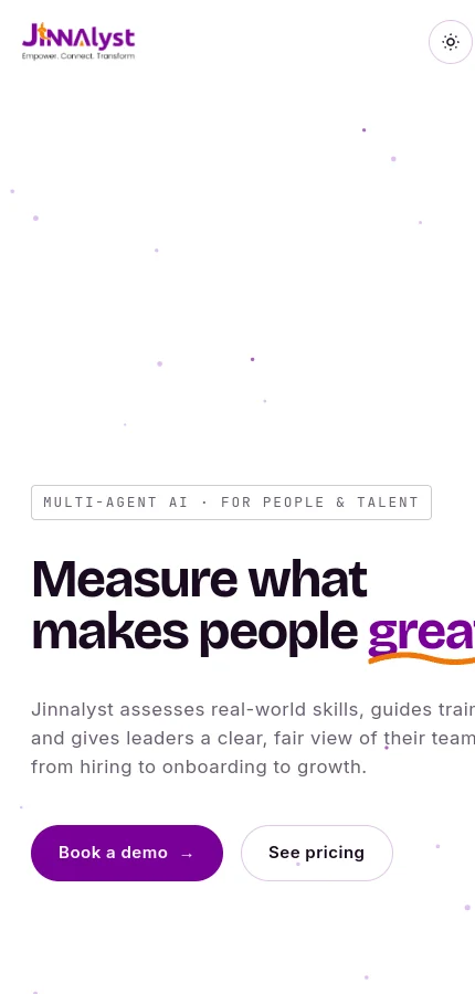 Jinnalyst mobile website screenshot
