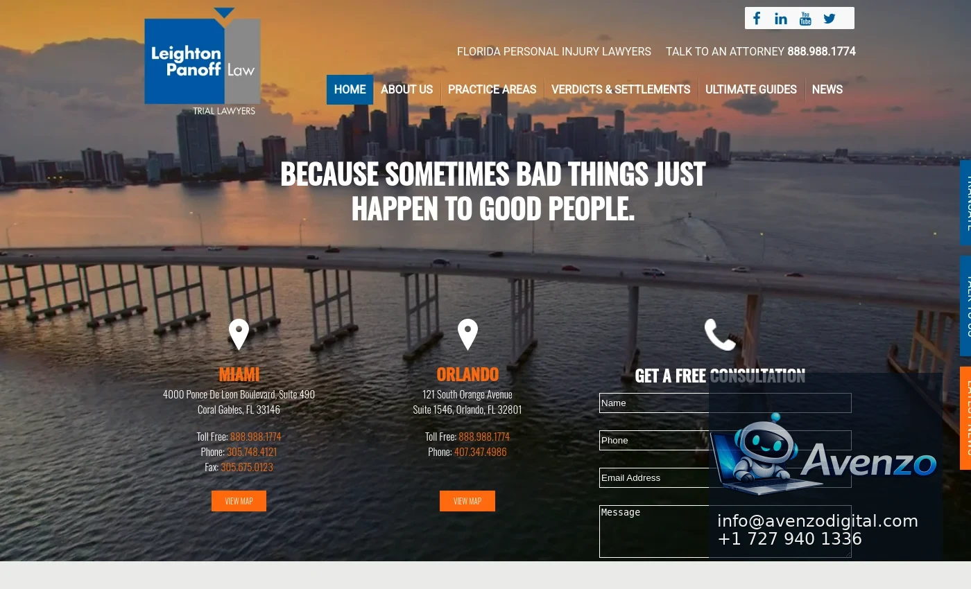 Leighton Panoff Law — Website Design & Development Case Study Homepage website screenshot