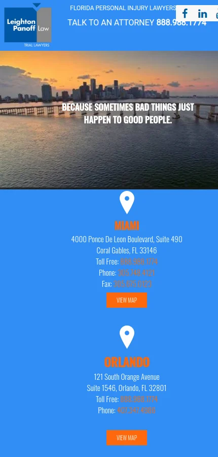 Leighton Panoff Law mobile website screenshot
