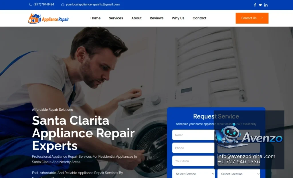 Local Appliance Repairman — Website Design & Development Case Study Homepage website screenshot