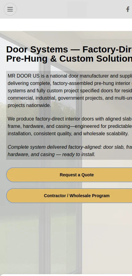MR DOOR US mobile website screenshot
