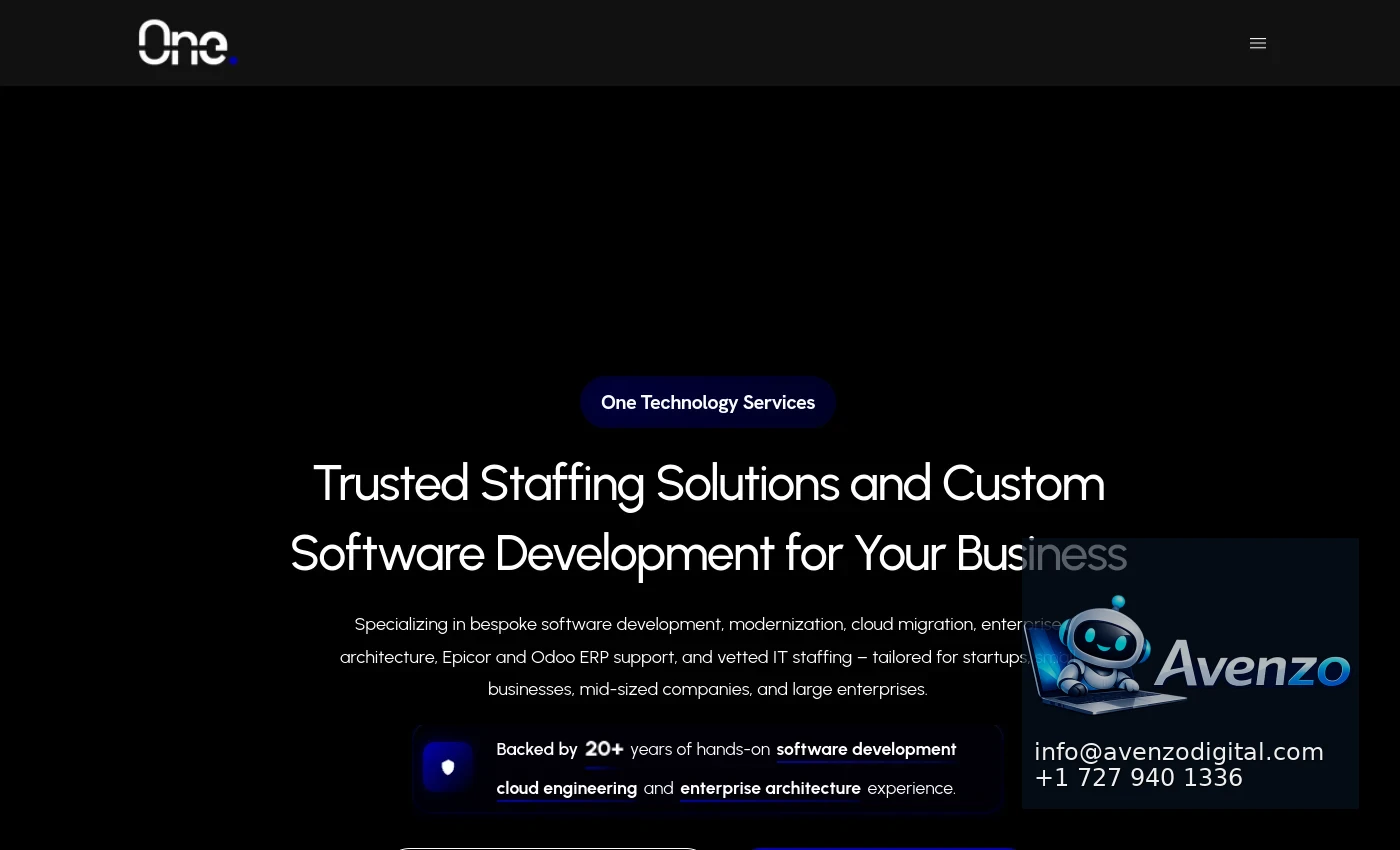 One Technology Services — Website Design & Development Case Study Homepage website screenshot