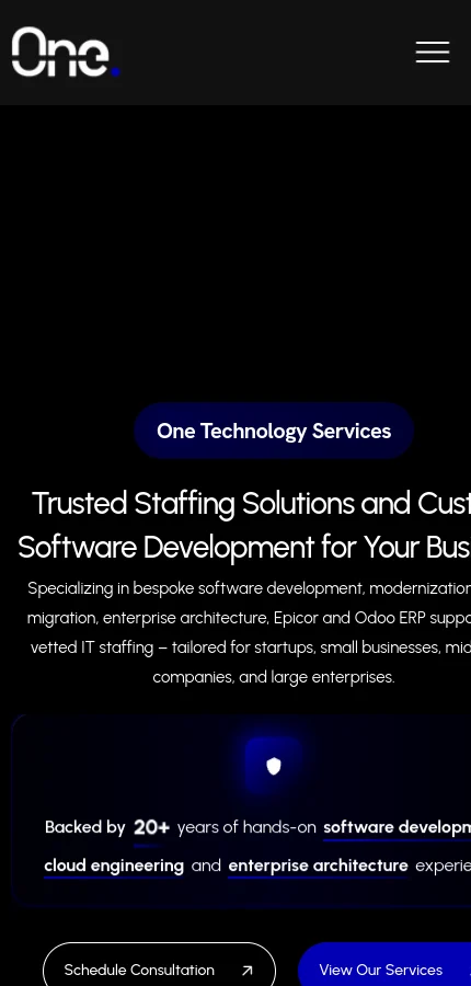 One Technology Services mobile website screenshot