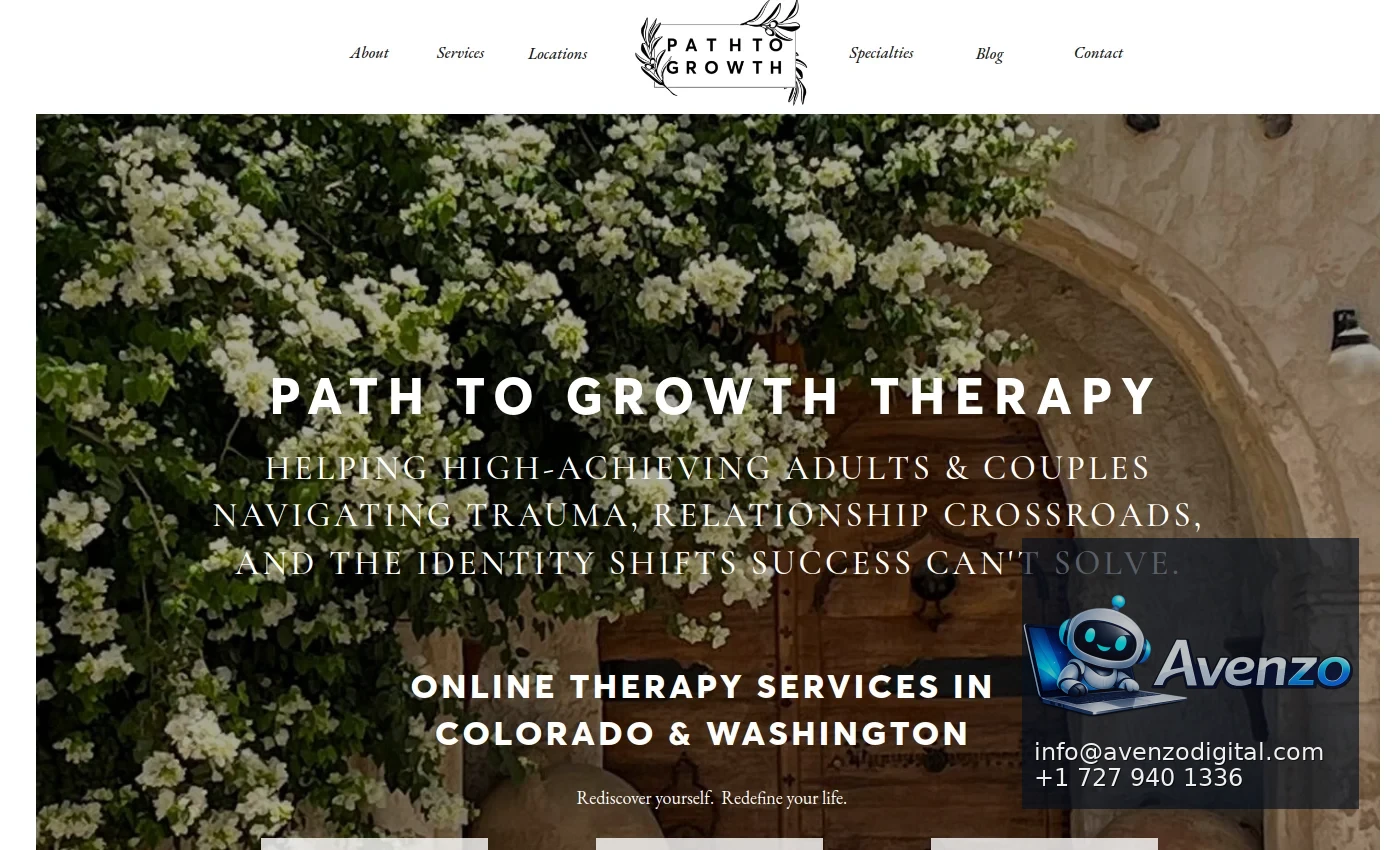 Path to Growth Therapy — Website Development Case Study Homepage website screenshot