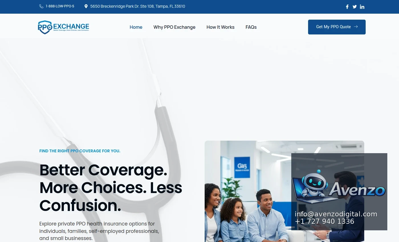 PPO Exchange — Landing Page & Conversion Case Study Homepage website screenshot