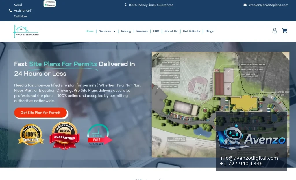 Pro Site Plans — E-commerce Website Case Study Homepage website screenshot