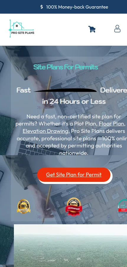 Pro Site Plans mobile website screenshot