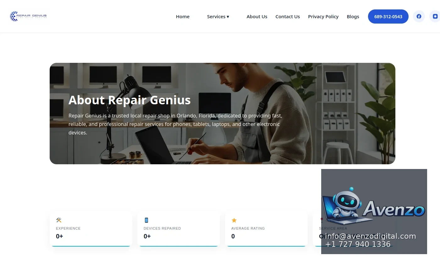 Repair Genius secondary website screenshot