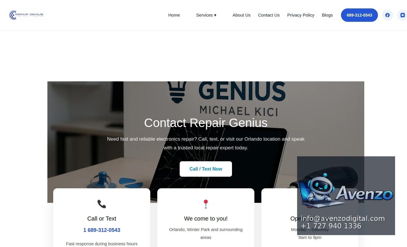 Repair Genius additional website view