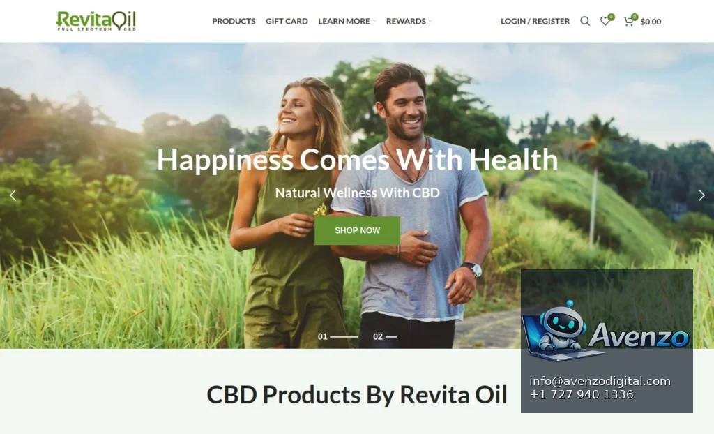 Revita Oil — E-commerce Website Case Study Homepage website screenshot