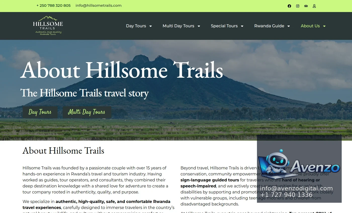 Rwanda Hillsome Trails secondary website screenshot