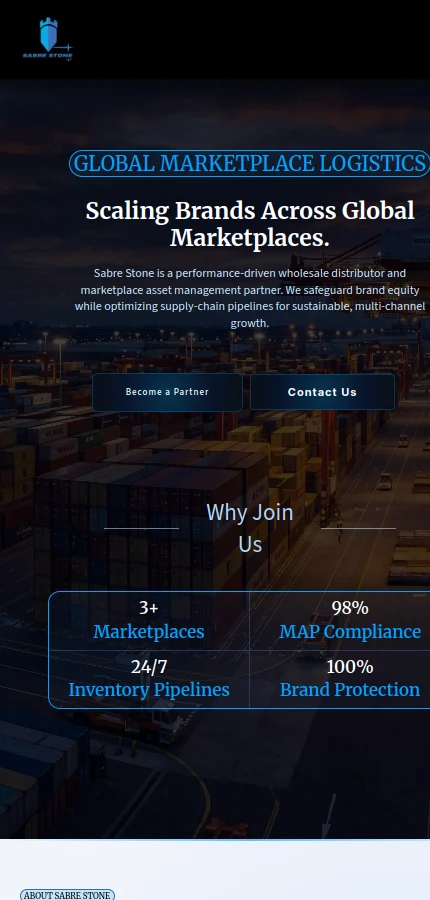 Sabre Stone mobile website screenshot