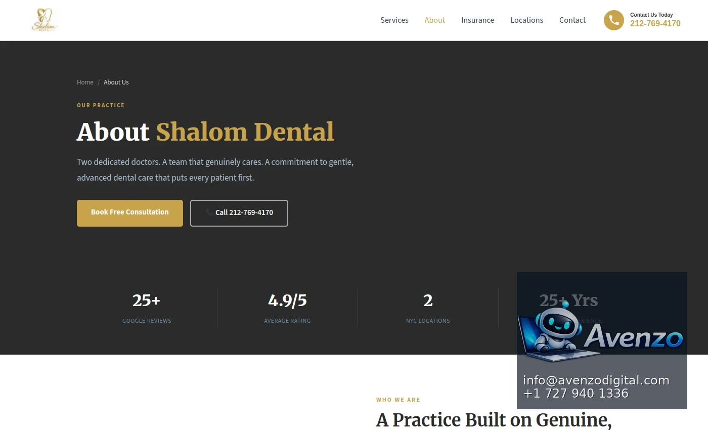 Shalom Dental additional website view