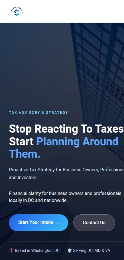 Simonsgroup Tax Advisory mobile website screenshot