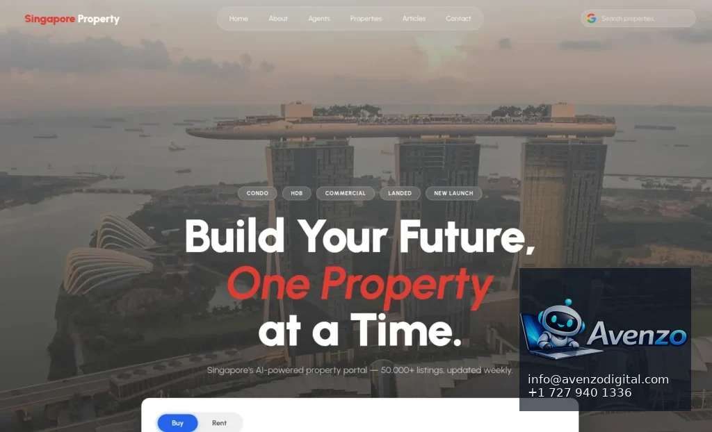 Singapore Property — Website Design & Development Case Study Homepage website screenshot