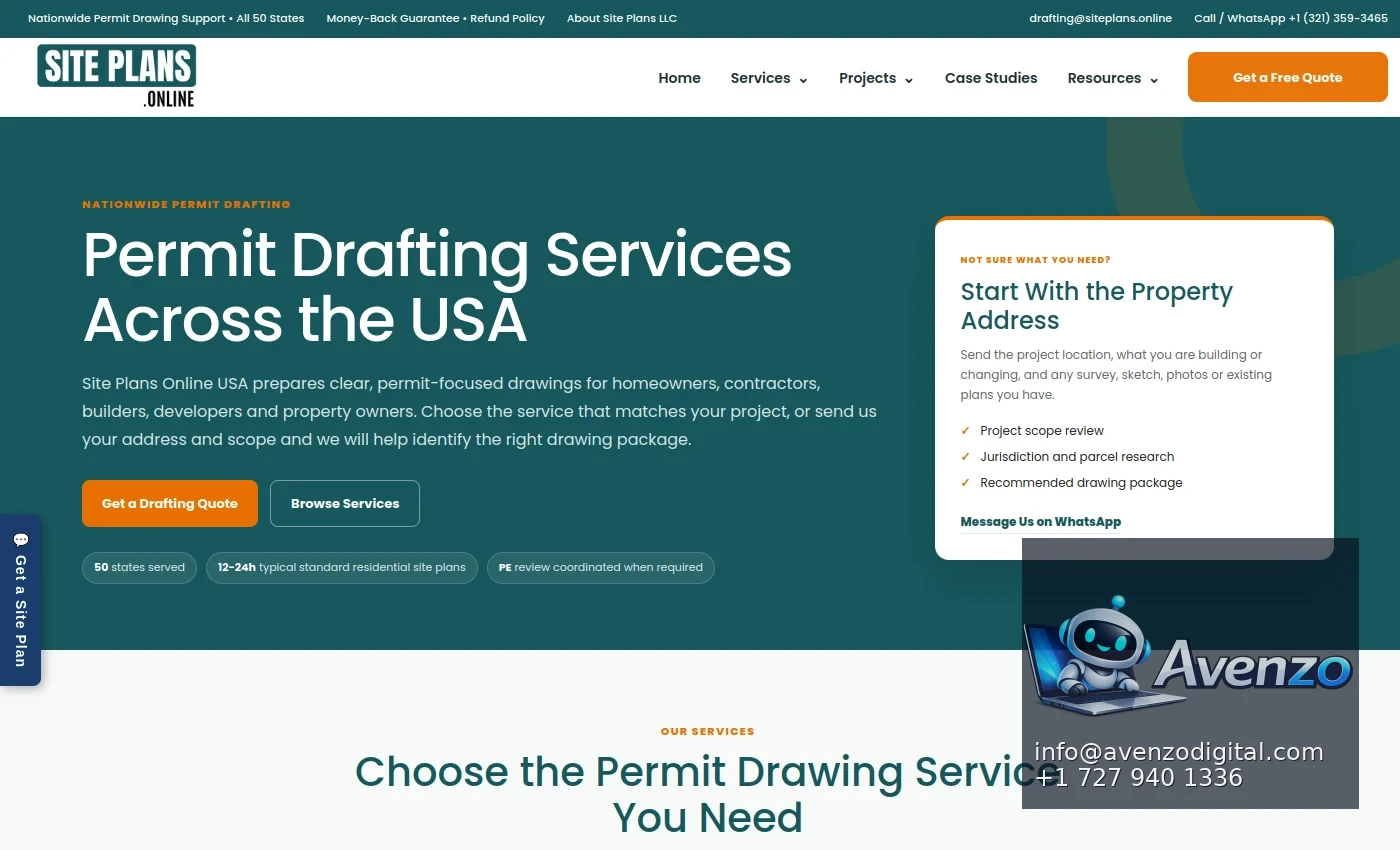 SitePlans.online secondary website screenshot