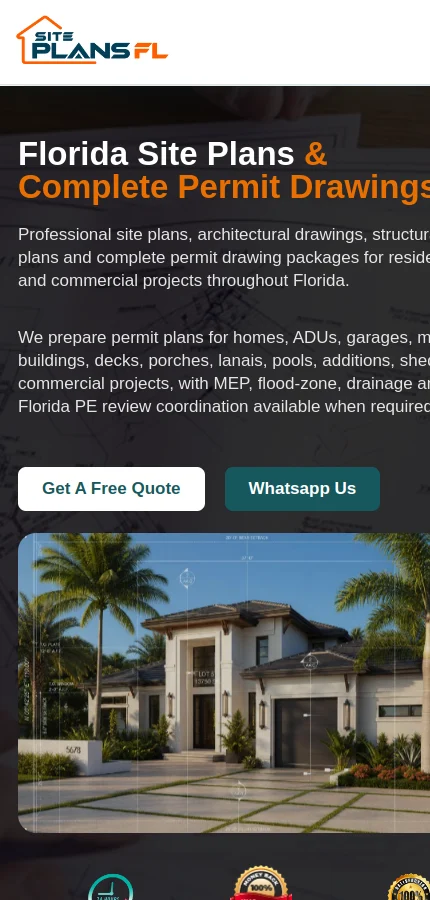 SitePlansFL mobile website screenshot
